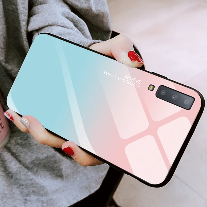 Чехол из закаленного стекла для samsung Galaxy A70, с узором, Бампер для samsung A50 A30 A20 A10, жесткая задняя защитная крышка для A7, чехол