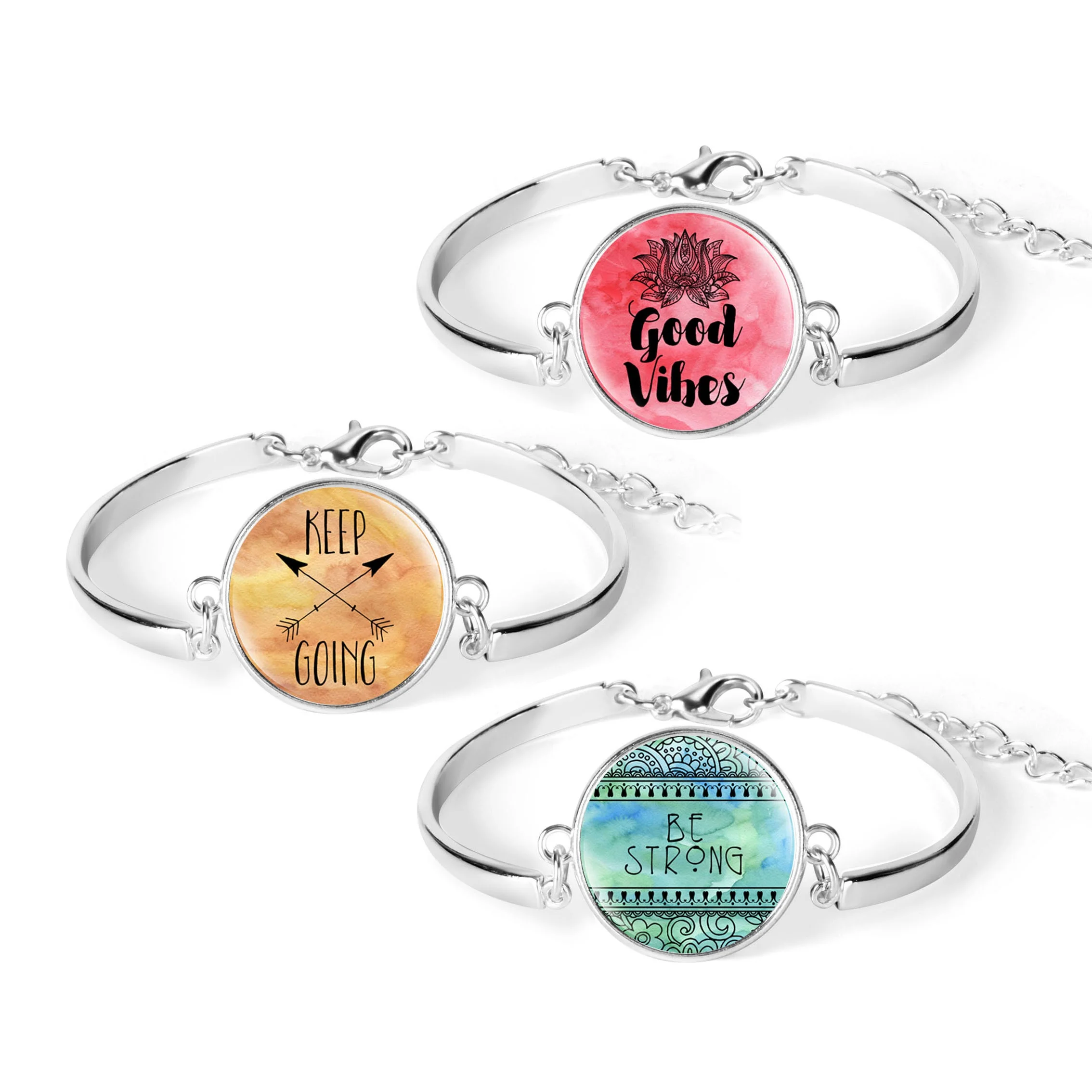 Оптовая продажа 3 шт Дикий в сердце стеклянная цепь из кабошона браслет Цитата