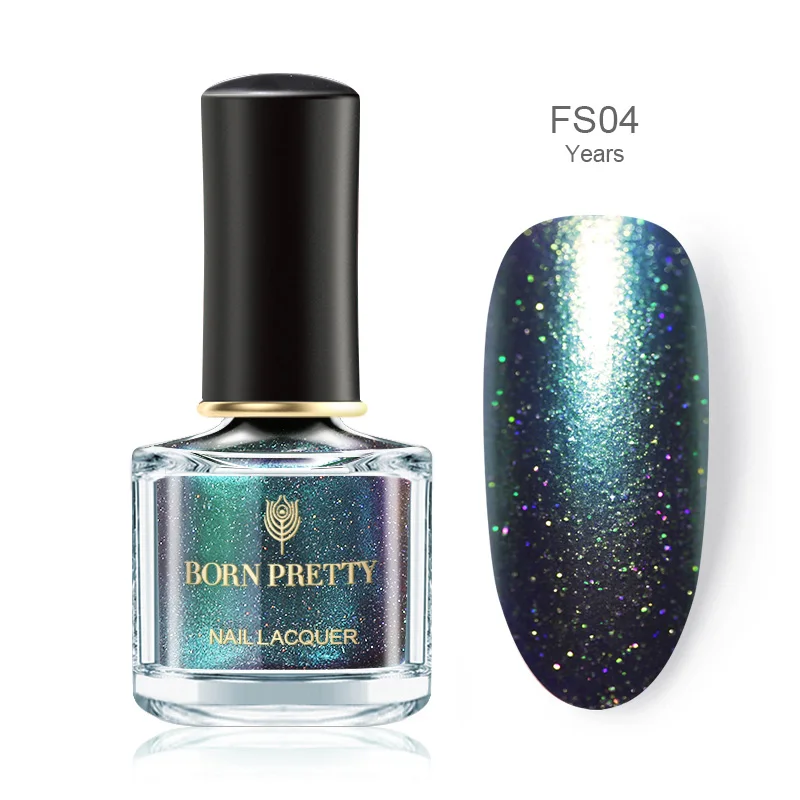 FS04 BORN PRETTY 6 мл перламутровый голографический лак для ногтей с блестящими жемчужными раковинами зеленый серебристый смешанные цвета лак для ногтей - Цвет: FS04