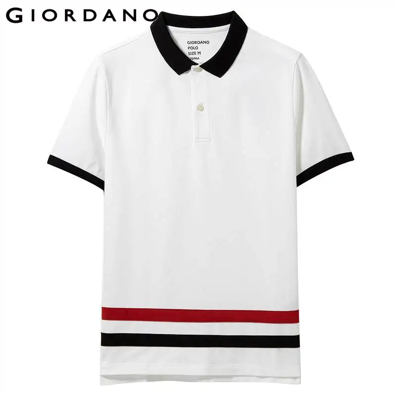 Giordano Мужская рубашка поло контрастная цветная эластичная Пике хлопок спандекс