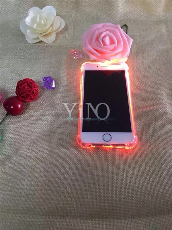 100pcs/lot Luxury Light Flash Silicone Candy Color Case For iPhone 5 5s SE 6 6s Plus 7/7 Capa Coque Fundas |