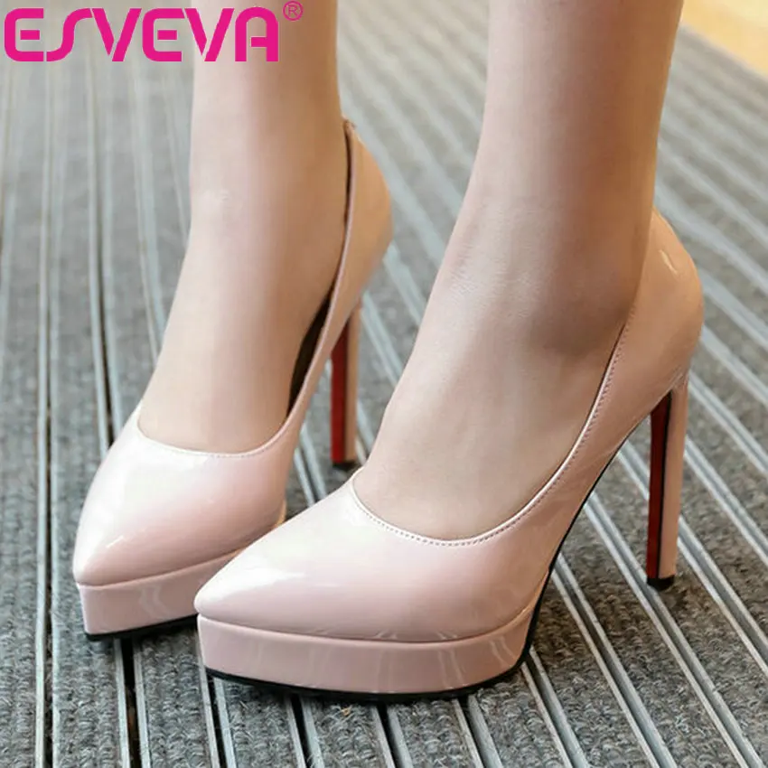 ESVEVA/2019 г. женские туфли-лодочки Босоножки на платформе свадебные туфли с острым