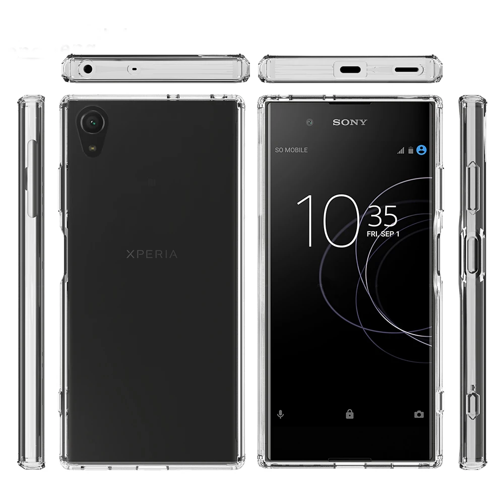 Гибридный жесткий прозрачный чехол для Sony Xperia XA1 Plus противоударный мягкий