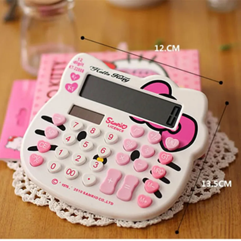 12 цифр дисплей мини карманный розовый милый роскошный hello kitty калькулятор двойной мощности Calculadora Hesap Makinesi Bowknot Kalkulator