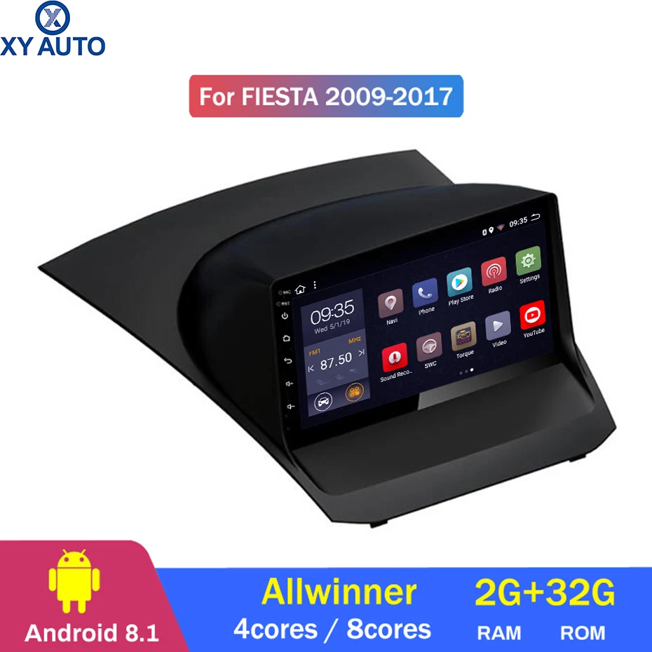 9 дюймовый 2.5D IPS HD мультисенсорный экран Android 2009 2 Гб ОЗУ 32 ПЗУ NAVI для Ford Fiesta 2017 с