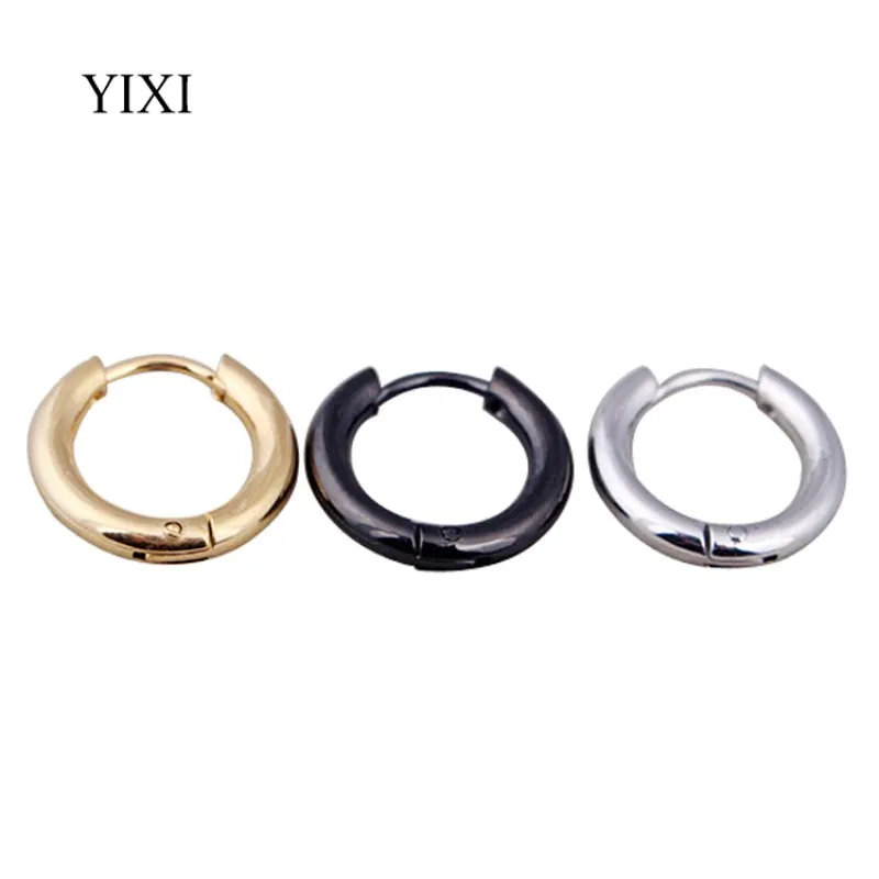 YIXI золотые серебряные черные маленькие серьги кольца Huggie кольцо из нержавеющей