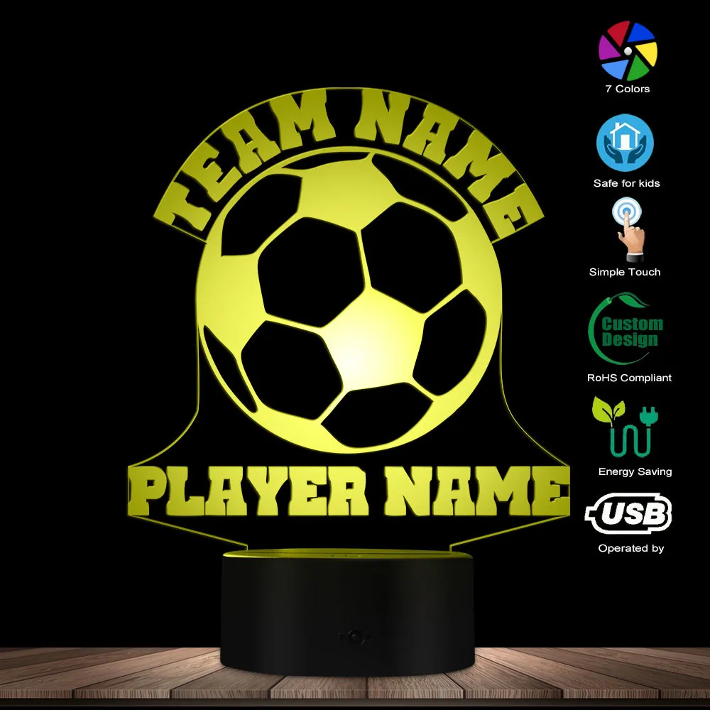 3D светильник с именем футбольной команды светодиодный на заказ