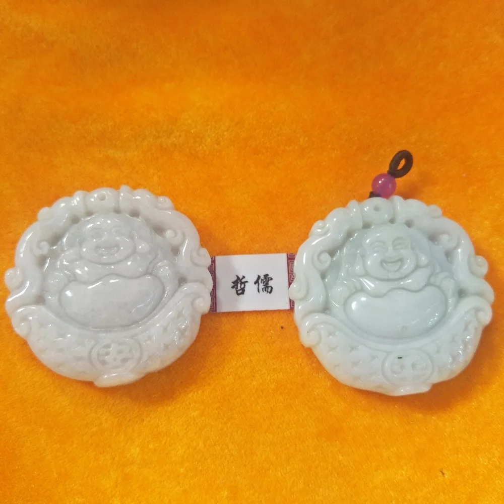 

Natural myanmar jadeite pendant exquisitely carved retro buddhist pendants send beads chain jewelry amulet for men and women