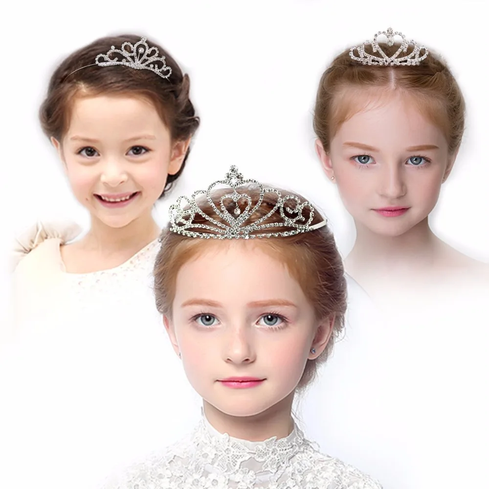 Girl Hair Accessories Gorgeous Pretty Rhinestone Tiara Crown Exquisite Headband Comb Pin Party Wedding Bridal Birthday gift 2pcs | Детская