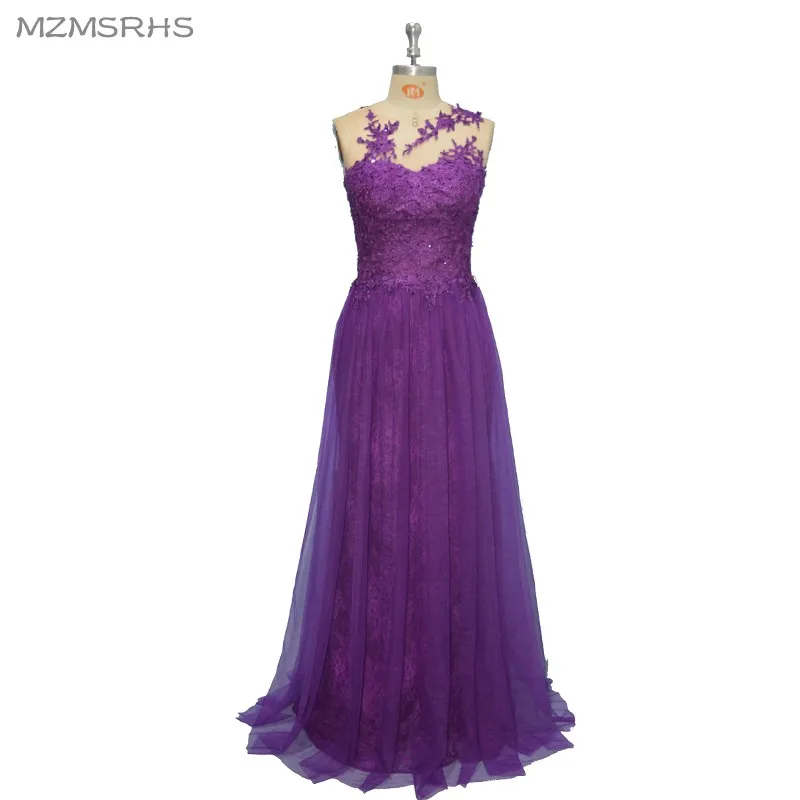 Robe De Soiree Purple Evening Party Dress Real Photos Nude Tulle Diamond Occasion 2017 Formal Long | Свадьбы и торжества