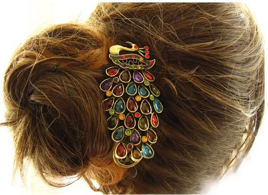 Новые яркие Винтаж Ретро Античная Кристалл Павлин шпилька Hairbands украшения для