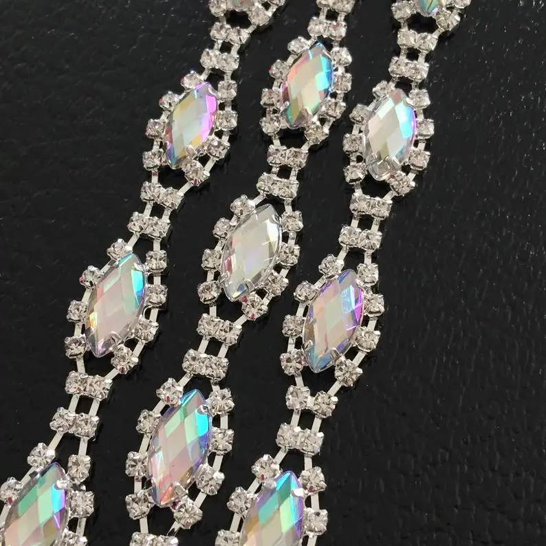 

10Yards Oval Rhinestone Trim Crystal Appliqued 888 Stone DIY Crafts Accessories Decoration