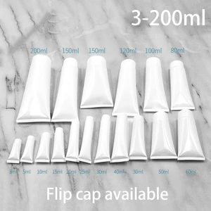 Бесплатная доставка 3 мл-200 мл белая пластиковая Мягкая трубка косметический контейнер очищающее средство для лица крем для рук шампунь в упаковке сжимаемые флаконы