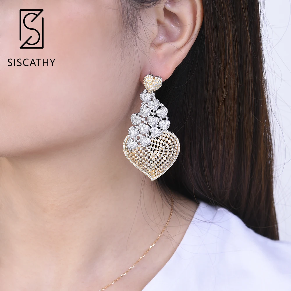 Женские серьги в форме сердца SISCATHY серьги-подвески с кубиками Сережки для