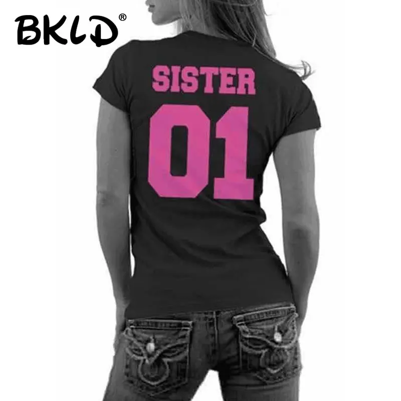 Женская футболка с короткими рукавами BKLD летняя принтом букв SISTER 01 коротким