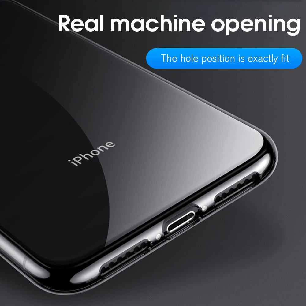 Противоударный ультратонкий прозрачный ТПУ чехол для телефона iPhone X Case 7 8 6S 6 Plus XS