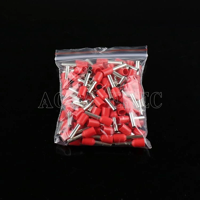 red 100 шт. E2508 E2510 E2512 E2518 Изолированные Наконечники клеммный блок шнур конец провода разъем 2,5 мм2, обжимной Терминатор - Цвет: red