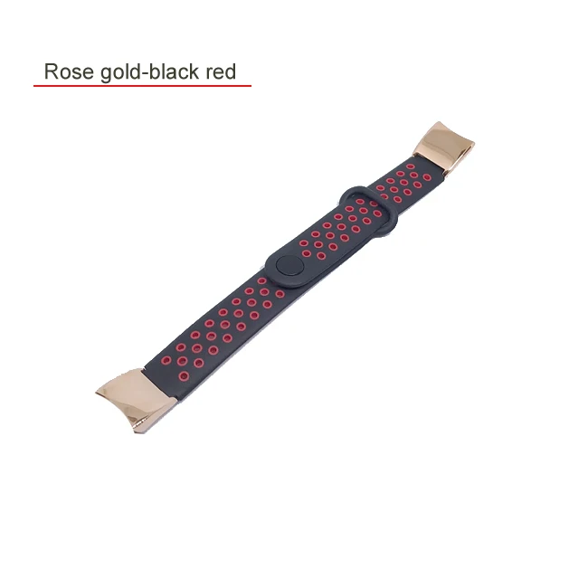 rose gold-black red Силиконовый металлический ремешок для huawei Honor Band 4, резиновый браслет, браслет из нержавеющей стали, браслет huawei Band 4, аксессуары для браслетов - Цвет: rose gold-black red