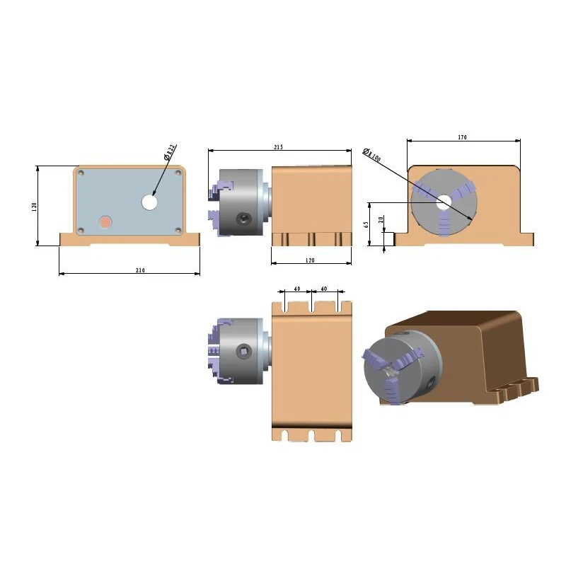 

DIY CNC Milling Machine 4th Axis Rotary Shaft CNC Score Head 100mm Chuck Dividing Head 57 step motor