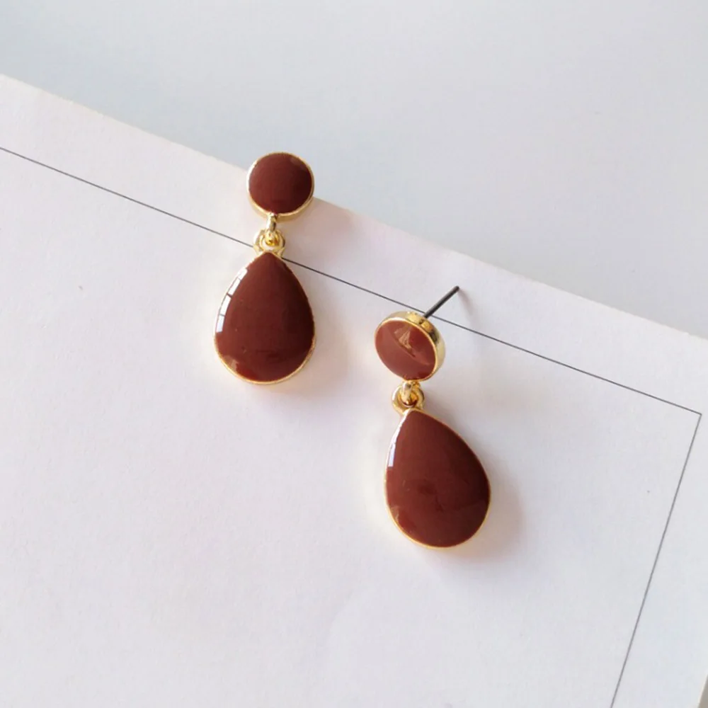 Винтажные серьги Chadestinty красные и белые эмалированные в форме капли воды Женские
