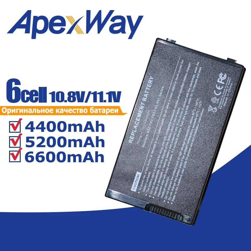 Bateria para Laptop Apexway para Asus Drive F80 N60 X82 N60d X82c F80s F81 X82l F81e X82 X82 s F83 X85 X85e F83s X88 F83t X61 Baterias p/ laptop