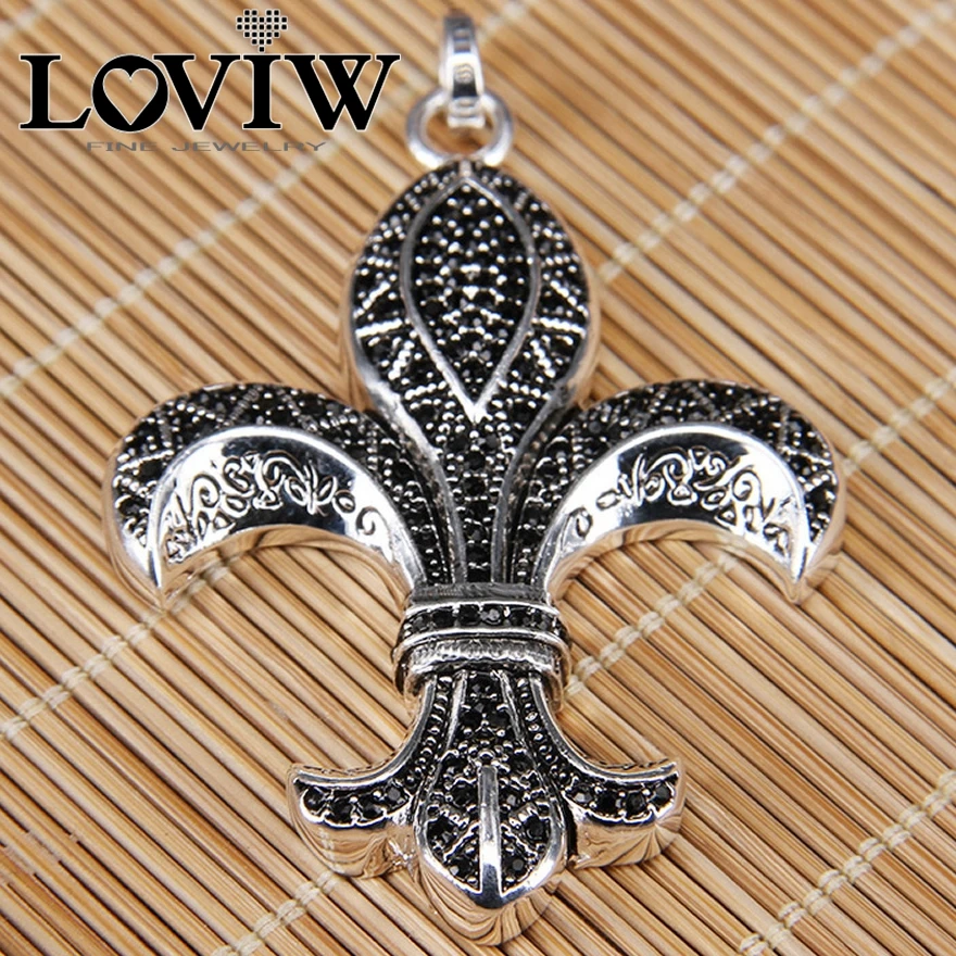 Подвеска в европейском стиле с черепом и лилией из серебра 925 пробы циркониевая