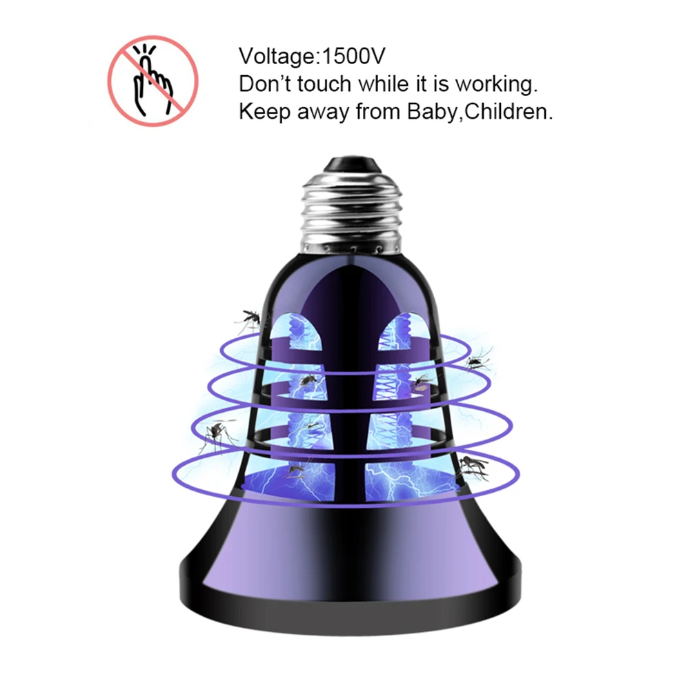 LED Mosquito Killer Lamp Lighting Killing Mosquitoes Dual-Use Household Bug Zapper Electronic Insect Bulb 110V E27 |