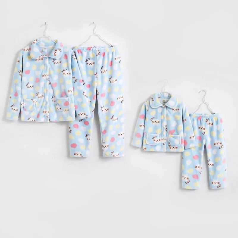 Семейная одежда пижамы Костюмы Семейные комплекты 2018 агломерат фланели Сгущает