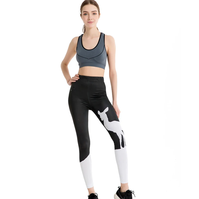 

Punk Black And Print Leggings 2017 Slim Sporting Pants Vintage Trousers Ankle-Length Straight Skinny Leggins WAIBO BEAR
