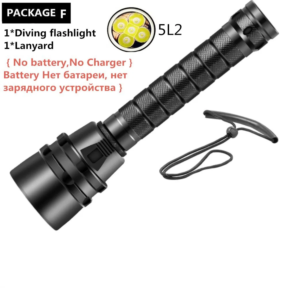 5 L2 OptionC Профессиональный ультра мощный светодиодный светильник для дайвинга XHP70.2 IPx8 подводный 200 м Водонепроницаемый Подводный фонарь светильник - Испускаемый цвет: 5 L2 OptionC