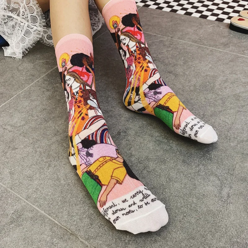 Женские носки SP & CITY винтажные хлопковые с рисунком уличные хипстерские модные