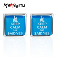 memolissa new style keep calm cufflinks marry me cuff links quote shirt cufflinks for mens shirt suit high quality