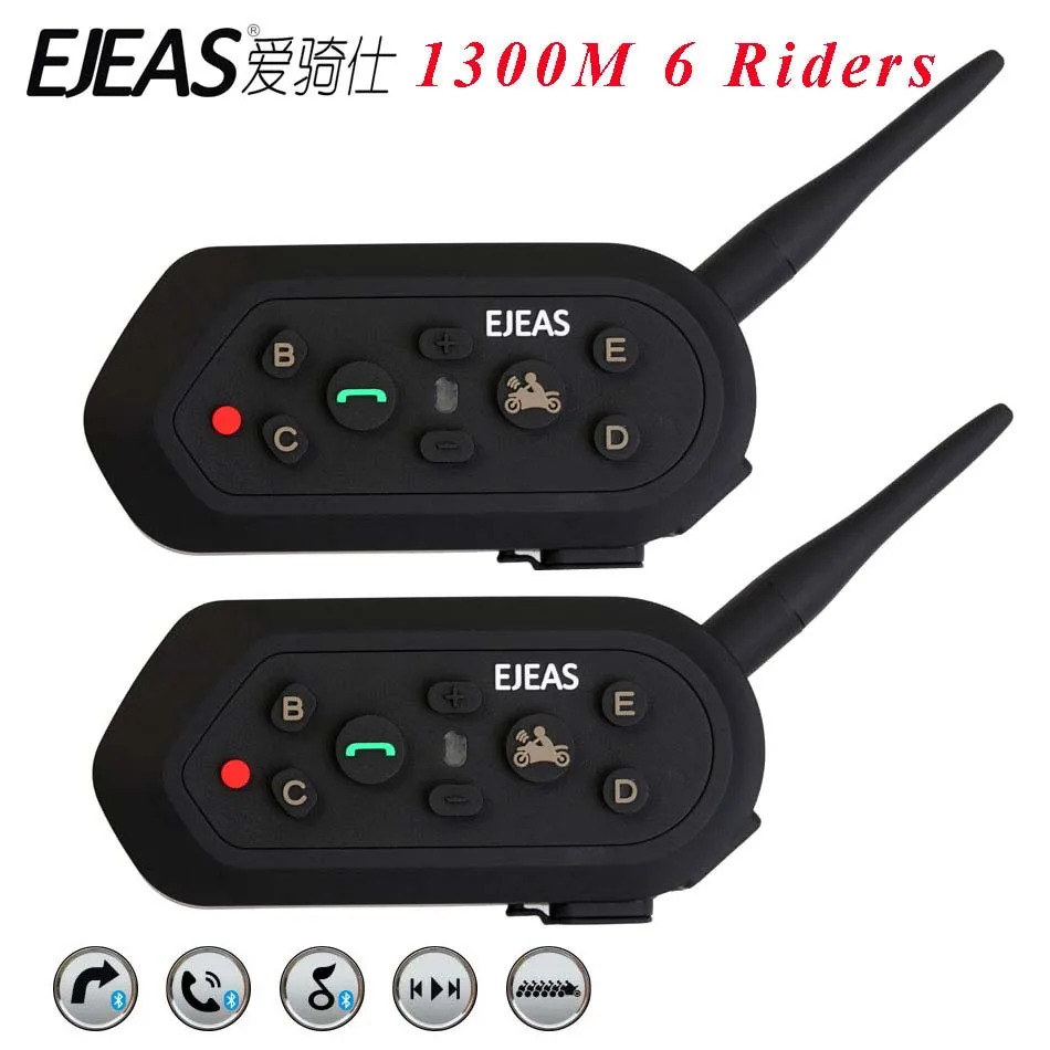 2 шт. мотогарнитура для шлема 1300 м Bluetooth 3 0|bt interphone|intercom 6 ridersmotorcycle bluetooth |