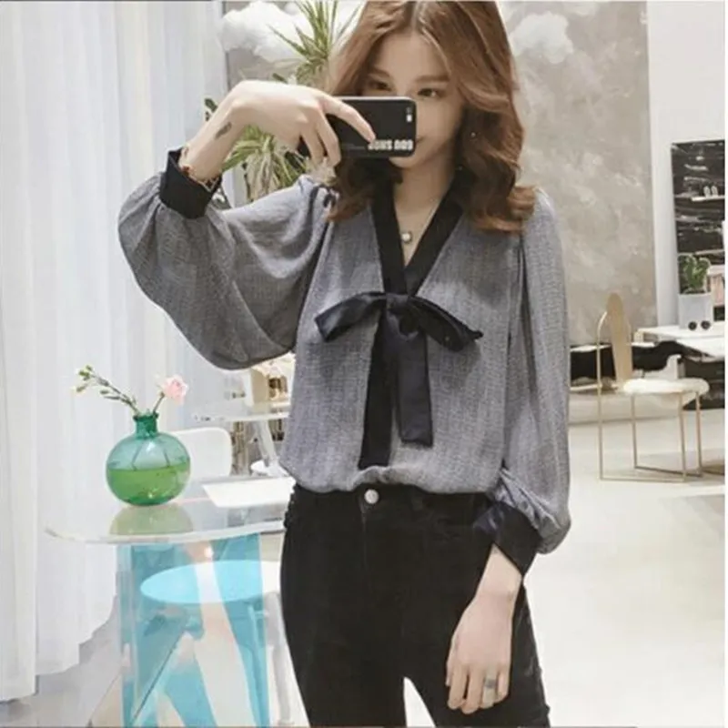 Женская шифоновая офисная блузка размера плюс элегантные винтажные топы и