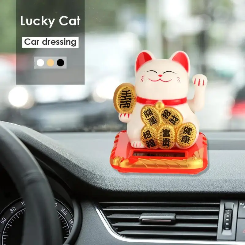 Новая мода черный/белый на солнечных батареях Maneki Neko приветливый Кот Фортуны