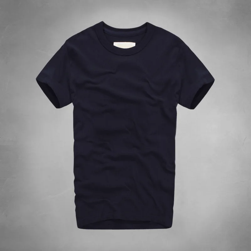navy blue Летняя футболка мужская с коротким рукавом Мужская хлопчатобумажная футболка джемпер однотонная повседневная одежда мужские Топы И Футболки - Цвет: navy blue