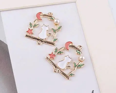 pink Корень 10 шт./упак. Кот в е Звездный хит! кружевной лист эмаль прелести разъем подходит Цепочки и ожерелья DIY браслет ювелирные изделия, Модные украшения Аксессуары - Окраска металла: pink