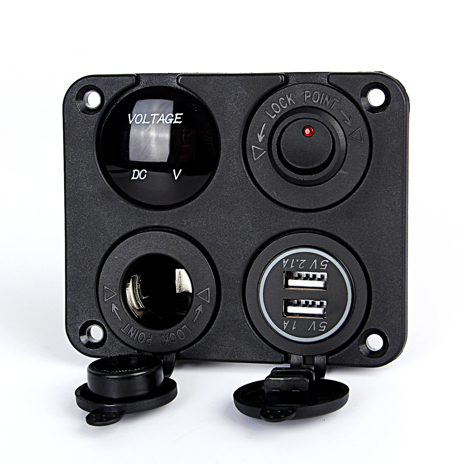 4 в 1 Dual USB зарядное устройство кулисный переключатель прикуривателя измеритель