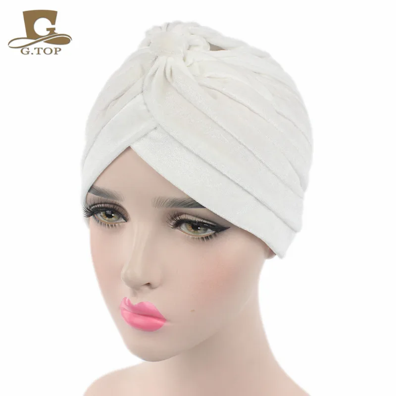 

New luxury soft Velvet turban velour Hair cover headwrap Hijab Hat 16 colors