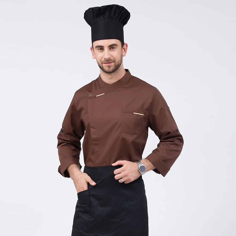 С длинными рукавами на одно плечо Высококачественная ресторанная кухня готовка топы Одежда для мужчин женщин шеф-повара Спецодежда Одежда для кафе