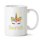 Персонализированная Милая кофейная кружка с принтом единорога, чашка, подарок с именем, текстом, Прямая поставка