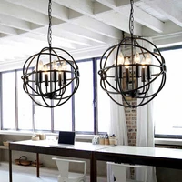 nordic wrought iron pendant light loft personality vintage globe pendant light retro metal atom modeling decoration lighting