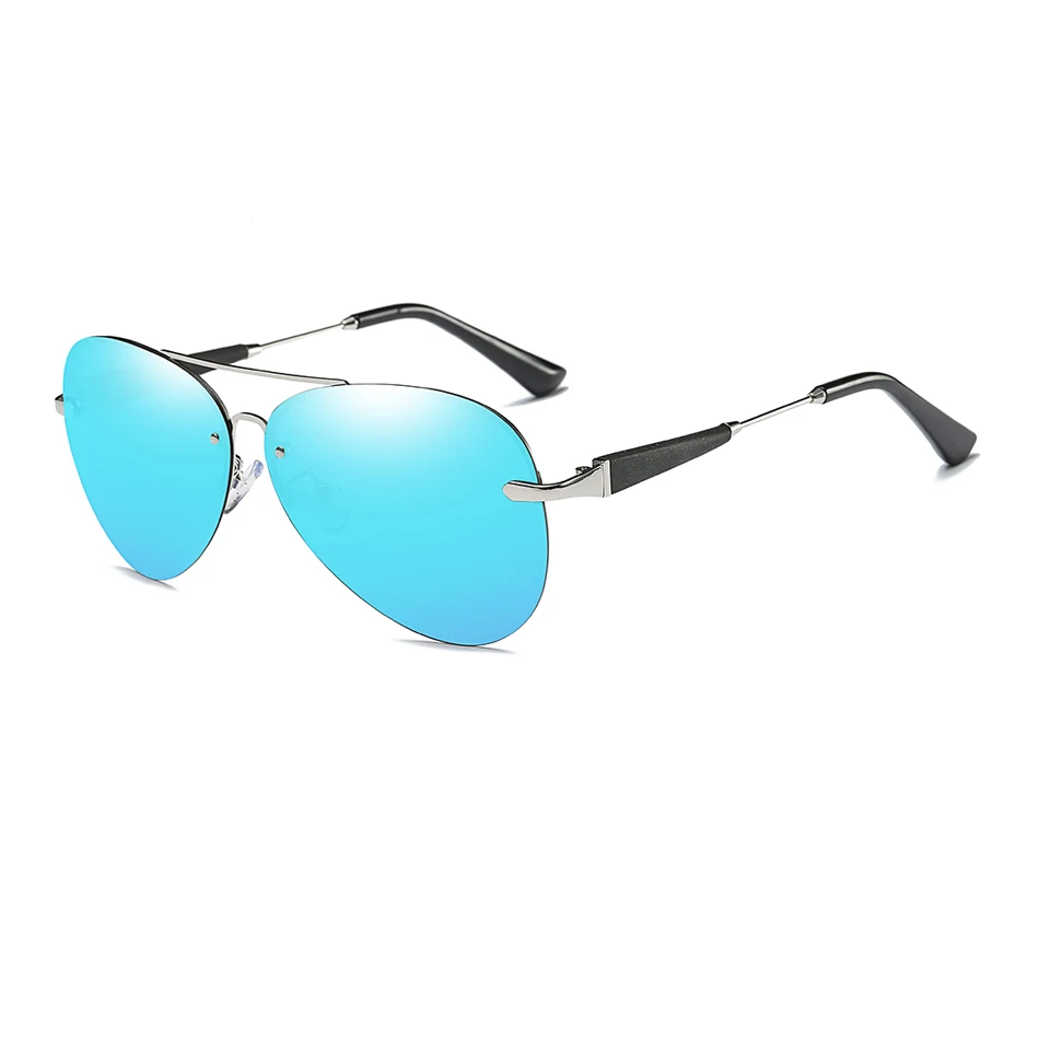 silver blue ELITERA фирменный дизайн ретро овальные поляризованные солнцезащитные очки мужские очки для вождения мужские солнцезащитные очки без оправы - Цвет линз: silver blue