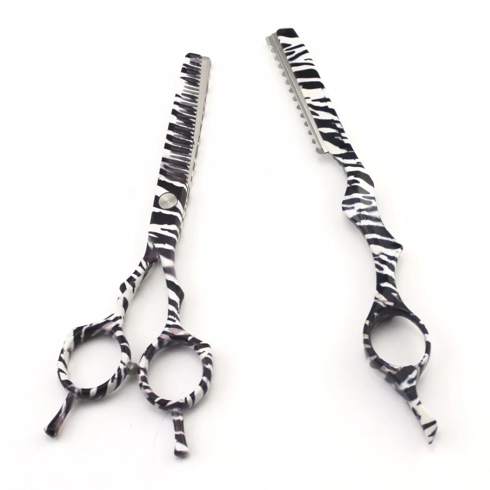 Ножницы для стрижки и филировки с рисунком зебры 5 дюйма сумкой|Ножницы собак| |