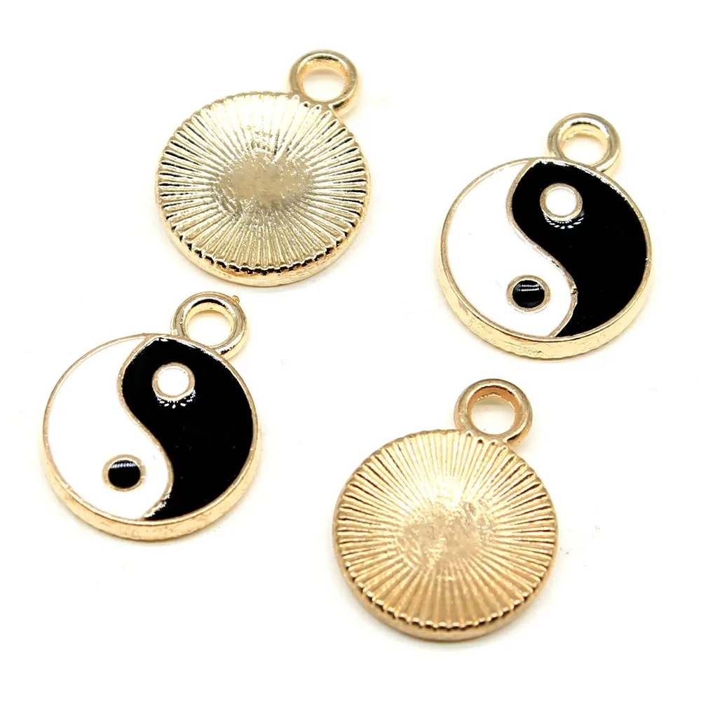 10 шт. 12x16 мм 2 цвета s родий & KC позолоченная эмаль Tai Chi Ji Ying Yang Подвески DIY ювелирные