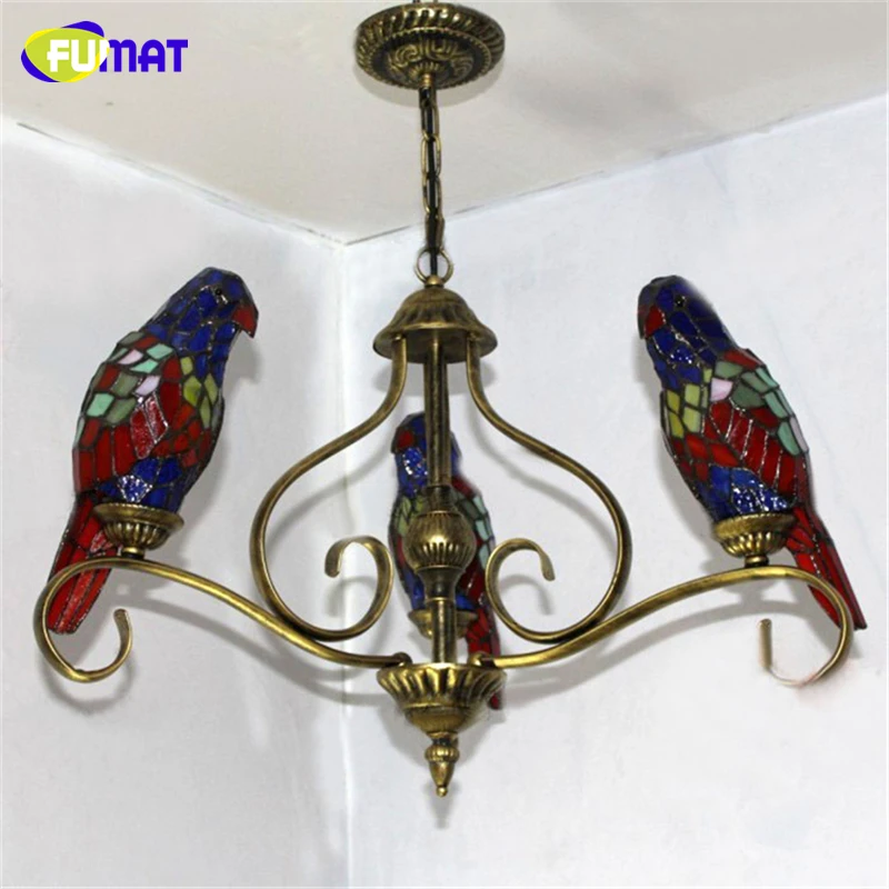 Люстра в форме попугаев FUMAT винтажная потолочная лампа европейском стиле со