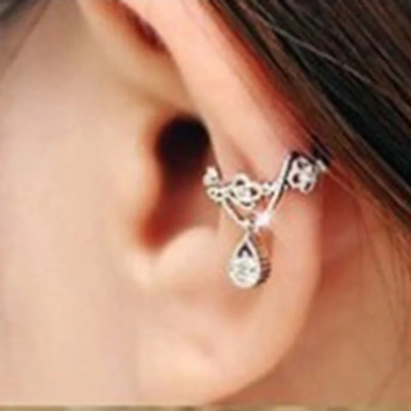 1 пара клипсы серьги из сплава со стразами поддельные пирсинг для ушей подарки