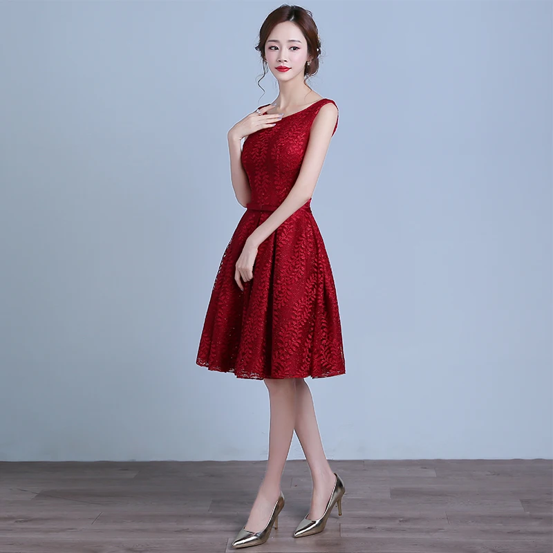Robe de Cocktail бордовые кружевные коктейльные платья с аппликацией 2016 короткое