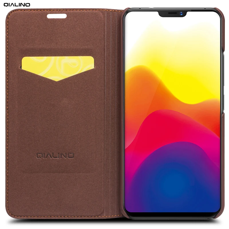 Стильный чехол-книжка QIALINO из натуральной кожи для Vivo X 21 роскошный чехол ручной