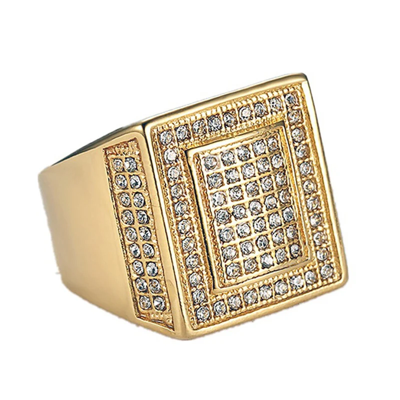 Размер 7 15 микро проложенные AAA CZ камень Bling хип хоп кольца Большие широкие из